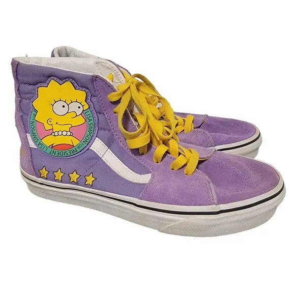 Rare Vans Off The Wall 721356 Purple Simpsons Collab Sneaker Shoes‎ Sz M5.5 W7