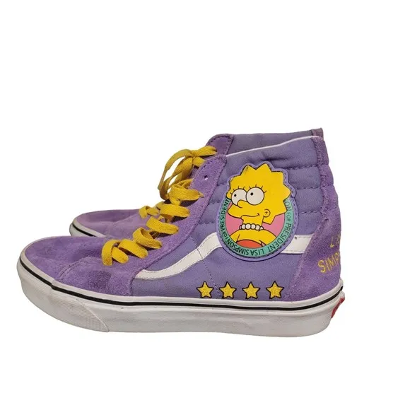 Rare Vans Off The Wall 721356 Purple Simpsons Collab Sneaker Shoes‎ Sz M5.5 W7