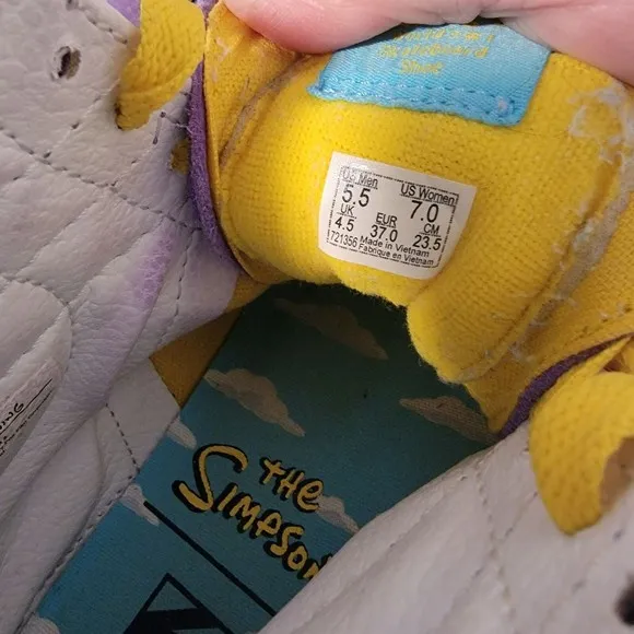 Rare Vans Off The Wall 721356 Purple Simpsons Collab Sneaker Shoes‎ Sz M5.5 W7