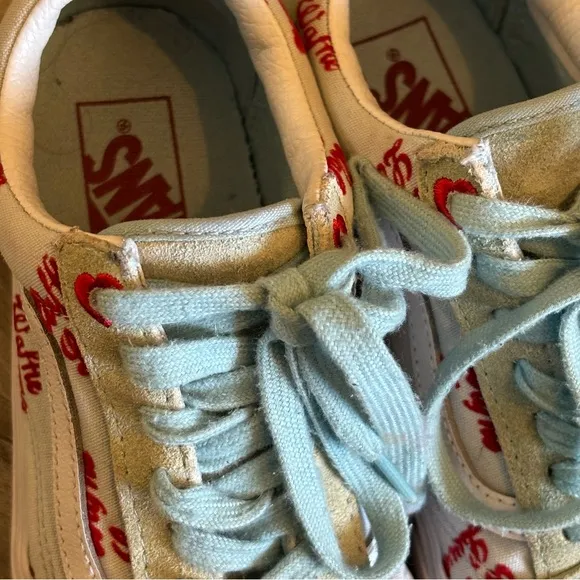 RARE Waffle Lovers VANS‎ Old Skool Blue White Suede Sneakers Shoes Low Size US 6