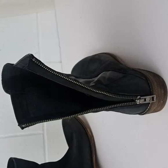 Rebels Black Leather Suede Back Zip Chelsea Biker Boots Men 9 Women 11