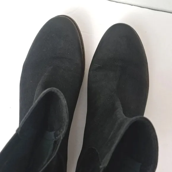 Rebels Black Leather Suede Back Zip Chelsea Biker Boots Men 9 Women 11