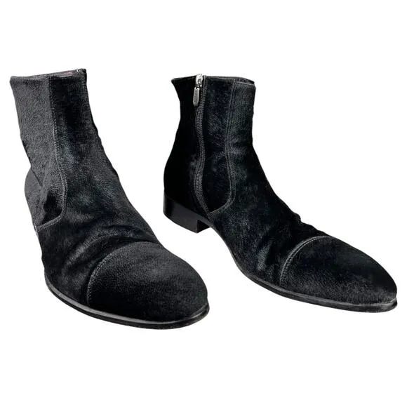 Redwood Men’s Designer Italian Black Calf Hair Chukka Boot Size 44 US 11