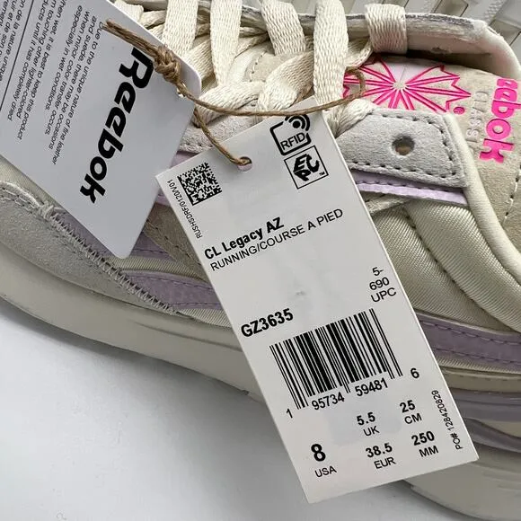 Reebok CL Legaxy AZ Women Shoes Size 8 Running Sneakers White Purple Pink GZ3635