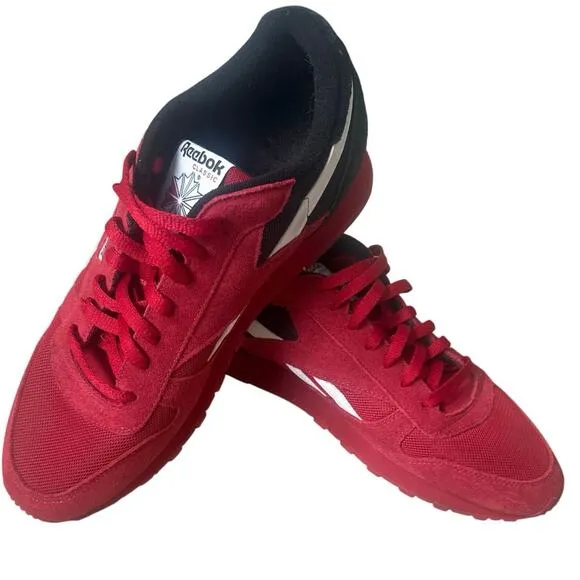 Reebok Classic Leather Shoes Sz 12 Flash Red/Onyx Black NBA Miami Heat colors