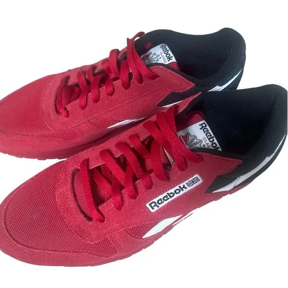 Reebok Classic Leather Shoes Sz 12 Flash Red/Onyx Black NBA Miami Heat colors
