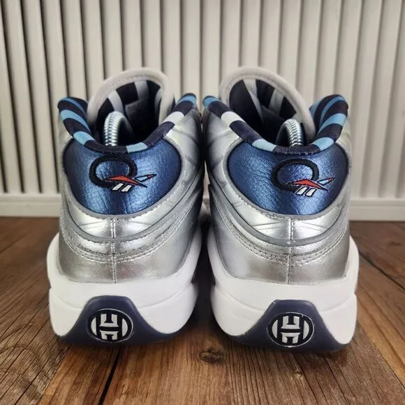 Reebok Classic Question Mid Iverson x Harden Mens Sz 8 Silver USA Olympic Shoes
