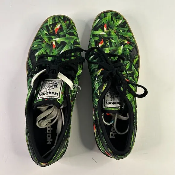 Reebok Classic Sneakers Men's Size 10 Green Black Plant Leaves Low V67161 NEW