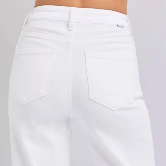RISEN High-Rise Classic Straight Leg Relaxed Boyfriend Jeans Relaxed White Denim