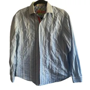 Robert Graham long sleeve short blue ands white size med