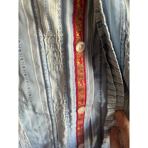 Robert Graham long sleeve short blue ands white size med