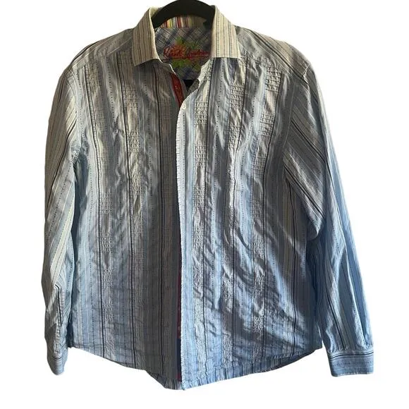 Robert Graham long sleeve short blue ands white size med