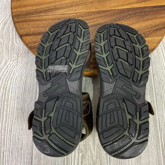 Rockport Men's Size 13 Brown Leather Walking Outdoors Hiking Sandals Comfort