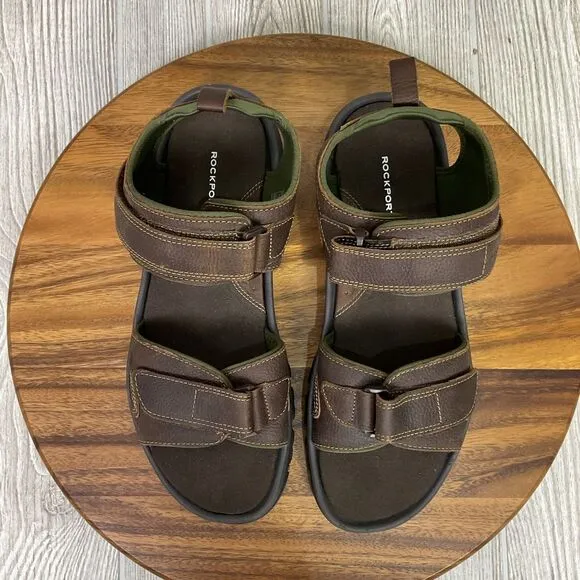 Rockport Men's Size 13 Brown Leather Walking Outdoors Hiking Sandals Comfort