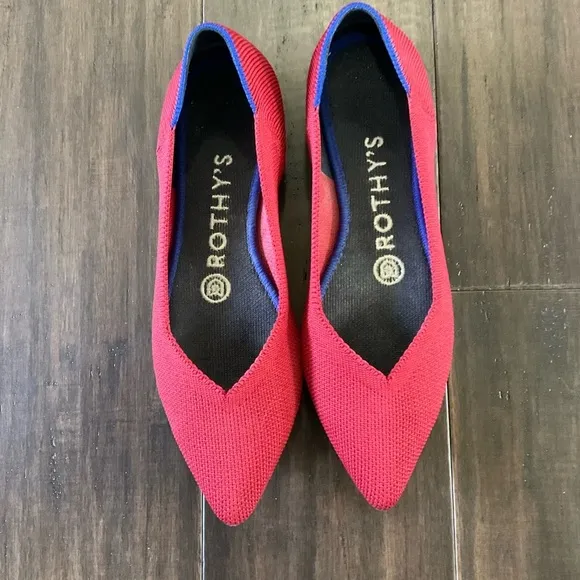 ROTHY'S Classic Solid Red The Point Pointed Toe Ballet Flats Shoes Size 5.5