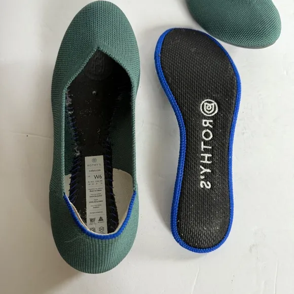 Rothy's The Flat Retired Emerald Green Rounded Toe Size 6