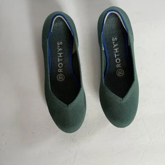 Rothy's The Flat Retired Emerald Green Rounded Toe Size 6