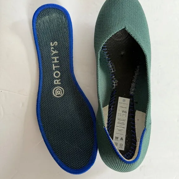 Rothy's The Flat Retired Emerald Green Rounded Toe Size 6
