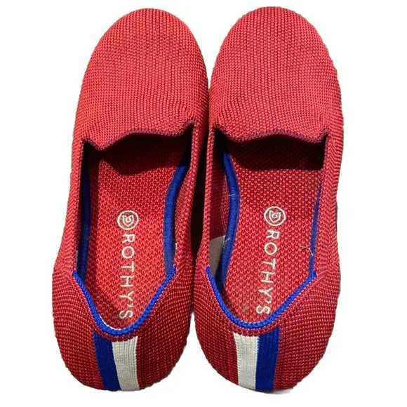 Rothy's The Kids Flamingo Loafer Slip On Comfort Shoes Red Sz K13/31 NEW