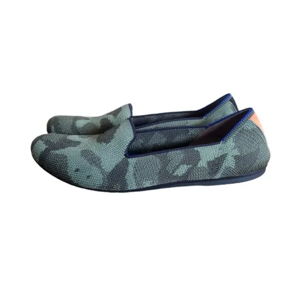 ROTHY'S THE LOUNGE LOAFER Women's Comfort Flat Shoes Olive Camo Color Size 6