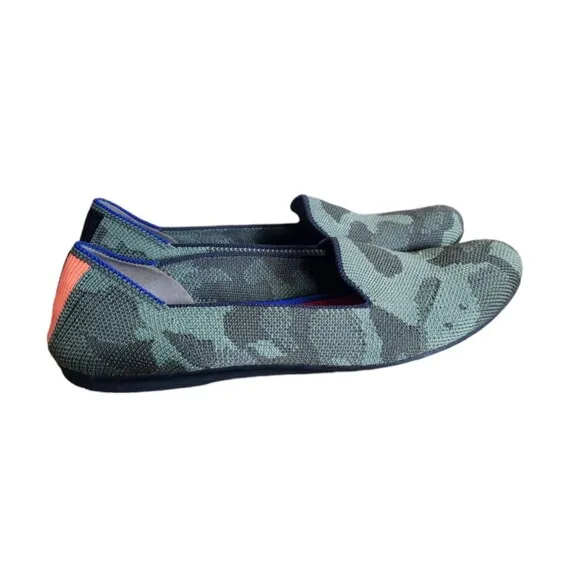 ROTHY'S THE LOUNGE LOAFER Women's Comfort Flat Shoes Olive Camo Color Size 6