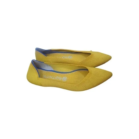 Rothy's The Point Marigold Mustard Yellow Slip On Flats Shoes Size 9.5