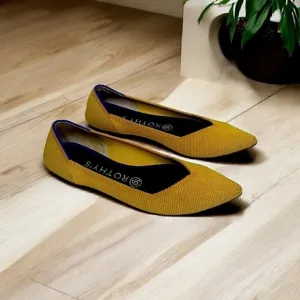 Rothy's The Point Marigold Mustard Yellow Slip On Flats Shoes Size 9.5