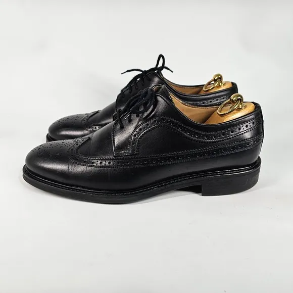 Russell &amp; Bromley Dress Shoes Men 10 Leather Long Wingtip Brogue Oxford Lug Sole