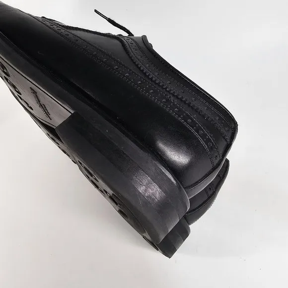 Russell &amp; Bromley Dress Shoes Men 10 Leather Long Wingtip Brogue Oxford Lug Sole