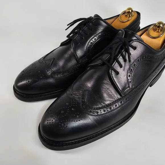 Russell &amp; Bromley Dress Shoes Men 10 Leather Long Wingtip Brogue Oxford Lug Sole