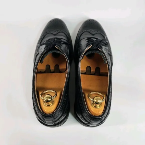 Russell &amp; Bromley Dress Shoes Men 10 Leather Long Wingtip Brogue Oxford Lug Sole