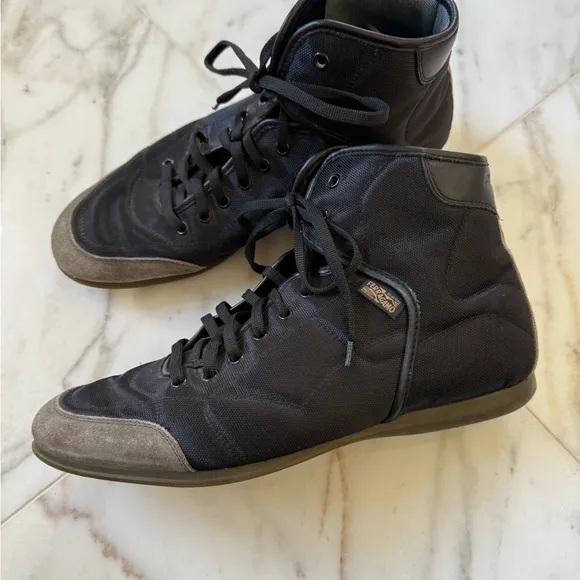Salvatore Ferragamo Hi-Sneakers US7 Black Cordura Nylon TV 19179 Z18GU Men 11 EE