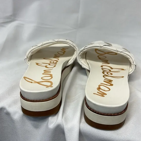 Sam Edelman Adaley White open toe slip on Woven Slide Sandals size 7