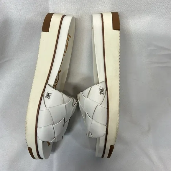 Sam Edelman Adaley White open toe slip on Woven Slide Sandals size 7