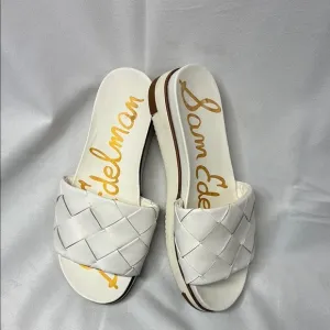 Sam Edelman Adaley White open toe slip on Woven Slide Sandals size 7
