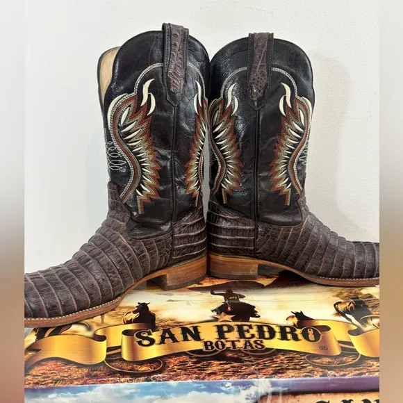 San Pedro Botas Men Mexican Size 28 US Size 9 Brown Western Cowboy Boots Casual