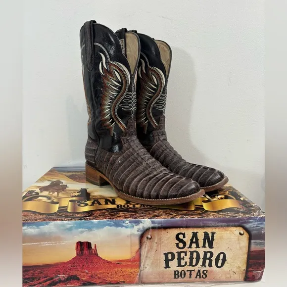 San Pedro Botas Men Mexican Size 28 US Size 9 Brown Western Cowboy Boots Casual