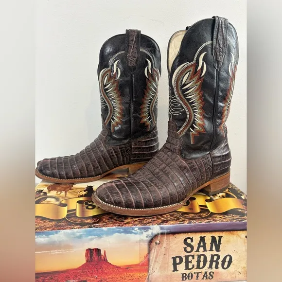 San Pedro Botas Men Mexican Size 28 US Size 9 Brown Western Cowboy Boots Casual
