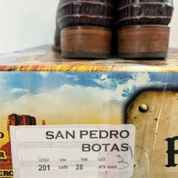 San Pedro Botas Men Mexican Size 28 US Size 9 Brown Western Cowboy Boots Casual
