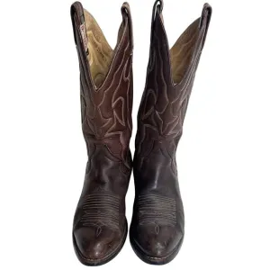 Sanders Handcrafted Leather Cowboy Boots Men 8D 13 Inch Shaft 2 Inch Heel Brown