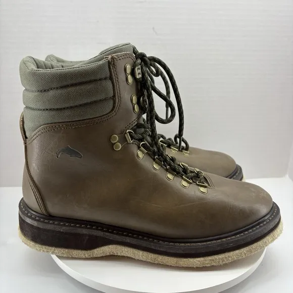 Simms Freestone Wading Boots Men's 10 Fly Fishing Brown Leather Felt Sole