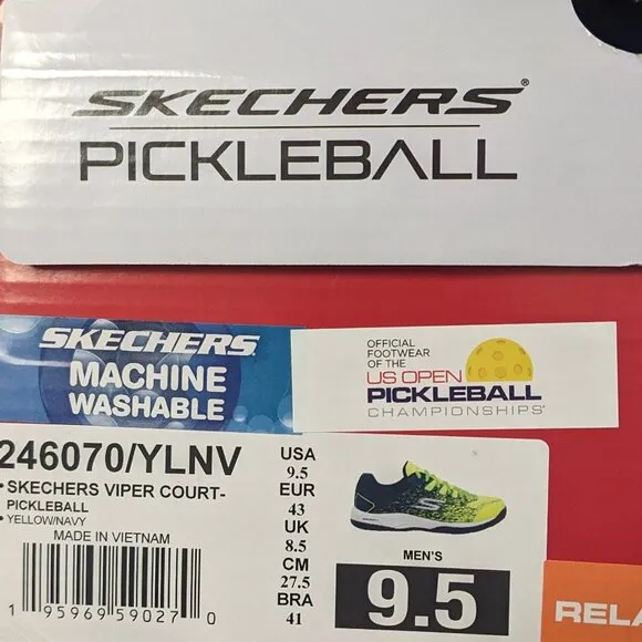 Skechers Viper Court Pickleball Shoes, Yellow/Navy, Men's 9.5 M