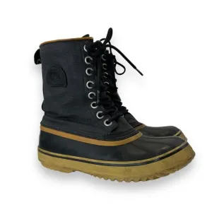 Sorel 1964 Premium Black Canvas Rubber Lace-Up Insulated Waterproof Snow Boot 7