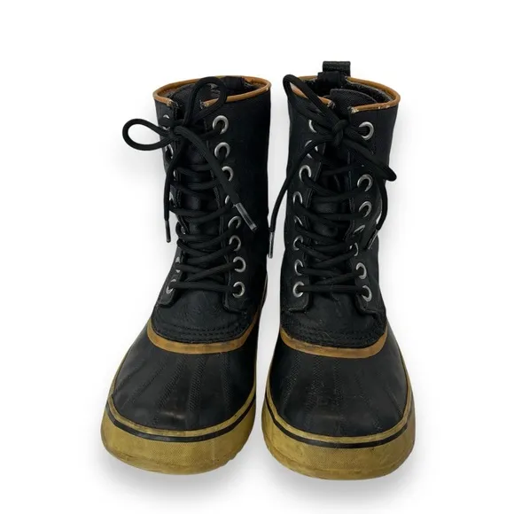 Sorel 1964 Premium Black Canvas Rubber Lace-Up Insulated Waterproof Snow Boot 7