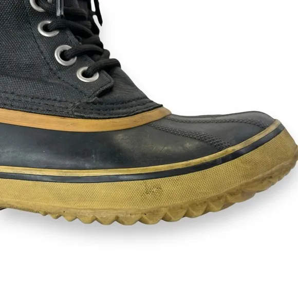 Sorel 1964 Premium Black Canvas Rubber Lace-Up Insulated Waterproof Snow Boot 7