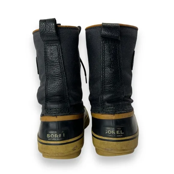 Sorel 1964 Premium Black Canvas Rubber Lace-Up Insulated Waterproof Snow Boot 7