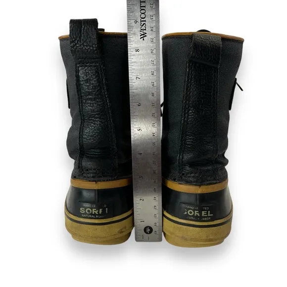 Sorel 1964 Premium Black Canvas Rubber Lace-Up Insulated Waterproof Snow Boot 7