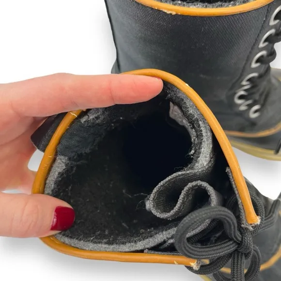 Sorel 1964 Premium Black Canvas Rubber Lace-Up Insulated Waterproof Snow Boot 7
