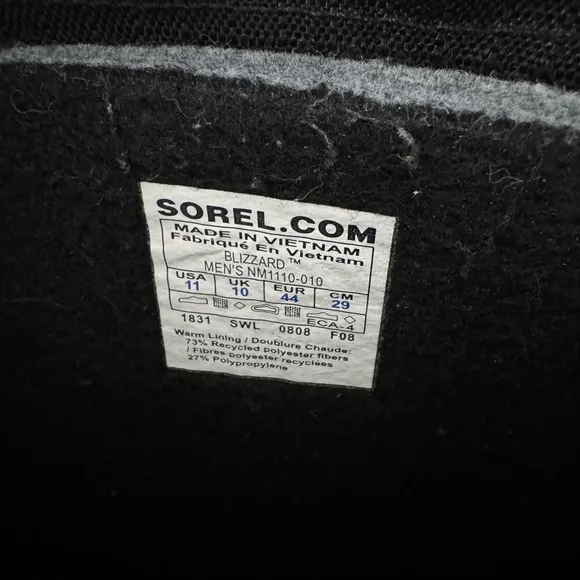 Sorel Blizzard Men’s Insulated Winter Snow Rain Boots Black Size 11