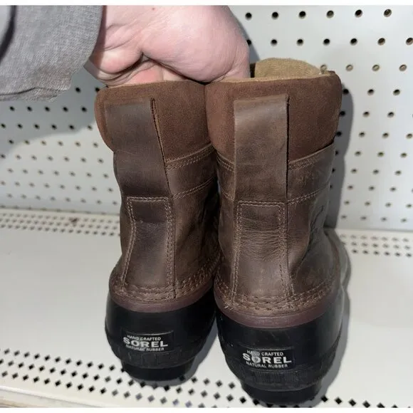 Sorel Cheyanne II Mens Leather Lined Waterproof Outdoor Rain Boots Size 12 Brown